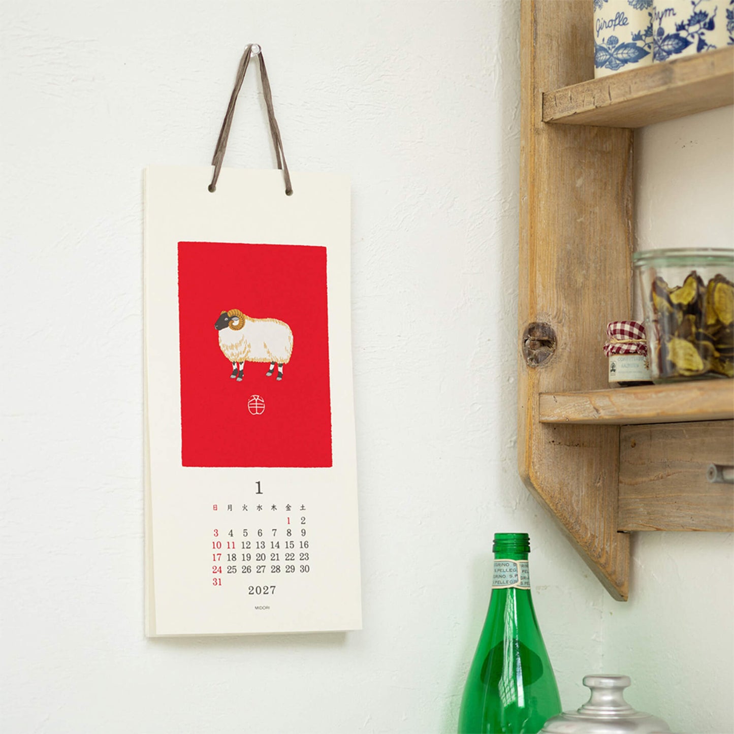 [PRE-ORDER] Midori Echizen Washi Wall Calendar 2027 [S] - Animal Design - 2027 Calendars