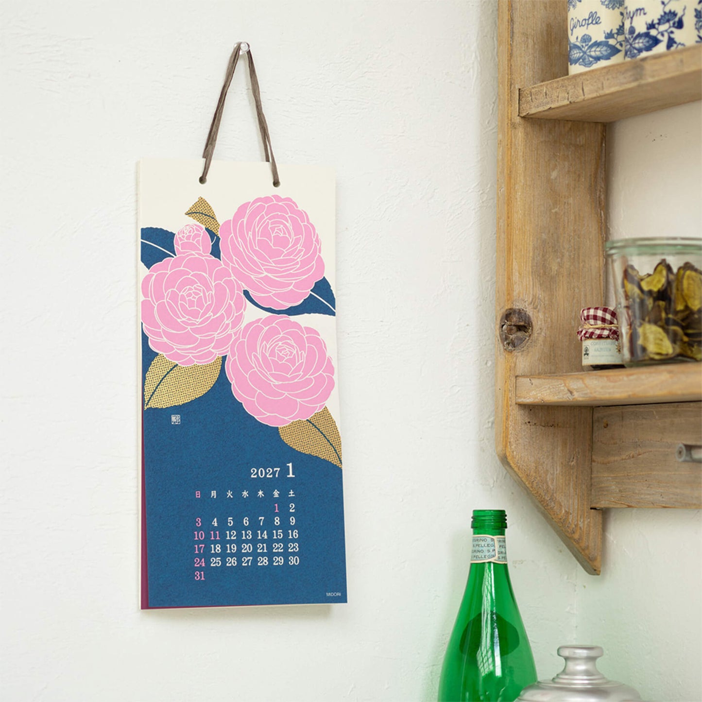[PRE-ORDER] Midori Echizen Washi Wall Calendar 2027 [S] - Flower Design - 2027 Calendars