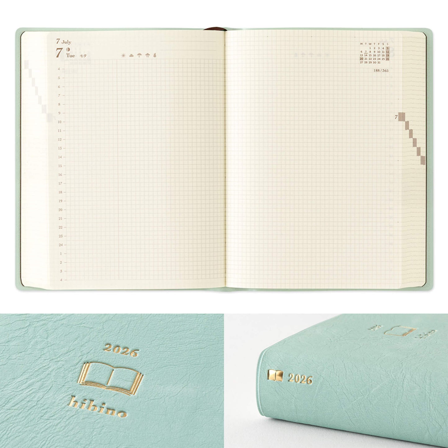 [PRE - ORDER] Midori Hibino 2026 Diary 2 - Page - Per - Day A6 Blue - green - 2026 Diaries & Planners