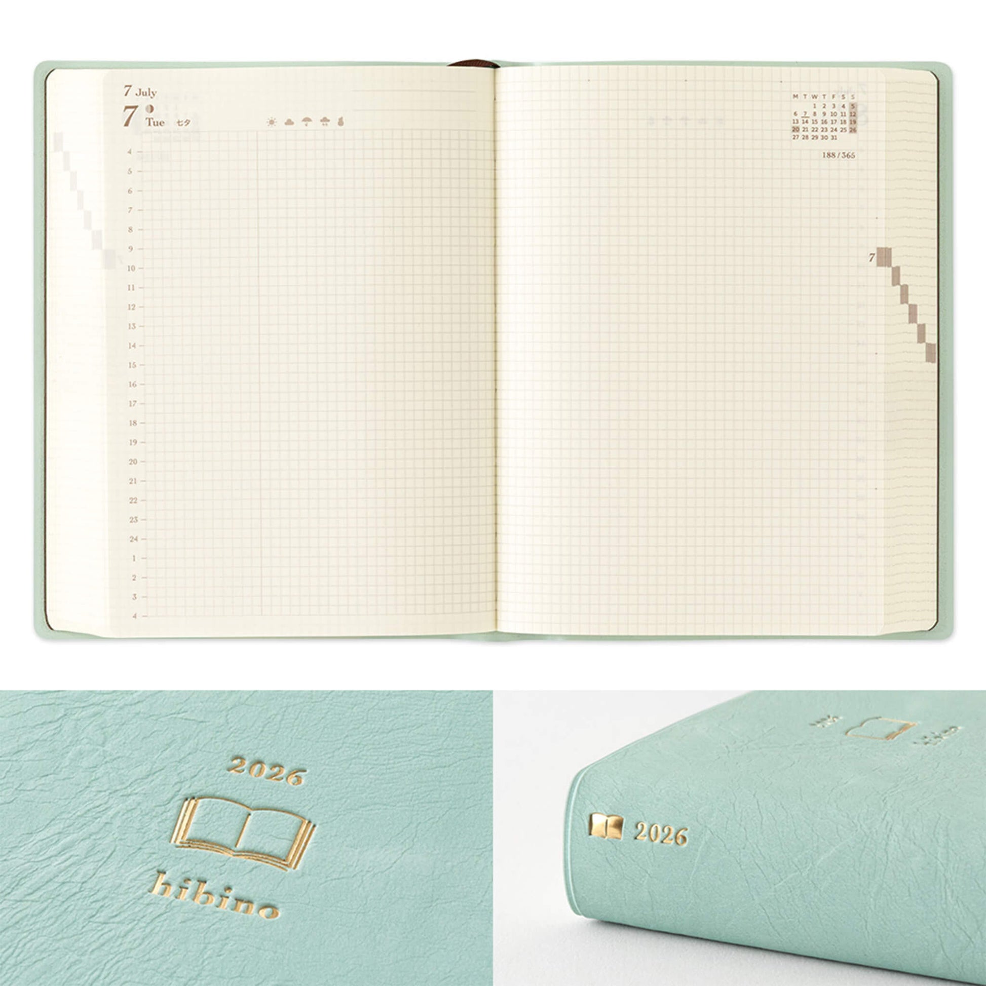 [PRE - ORDER] Midori Hibino 2026 Diary 2 - Page - Per - Day A6 Blue - green - 2026 Diaries & Planners