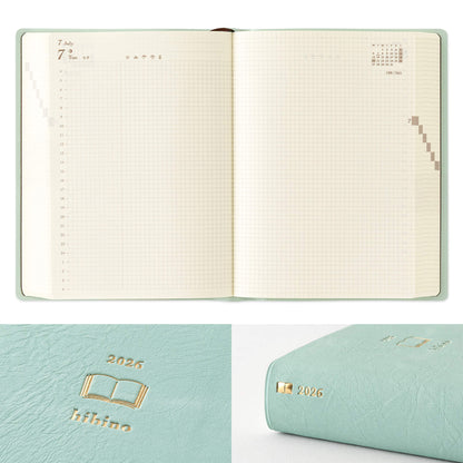 [PRE - ORDER] Midori Hibino 2026 Diary 2 - Page - Per - Day A6 Blue - green - 2026 Diaries & Planners