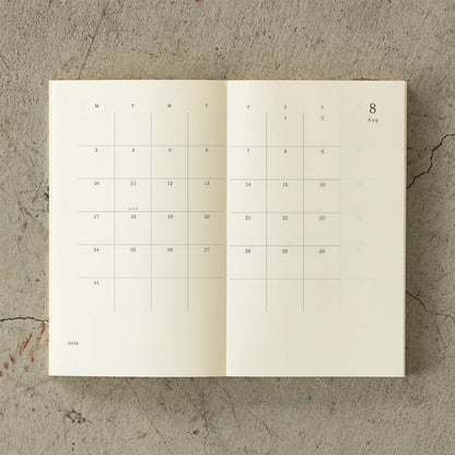 [PRE - ORDER] Midori MD Notebook Diary 2026 Monthly Block & 8 - section Ruled Memo B6 Slim - 2026 Diaries & Planners