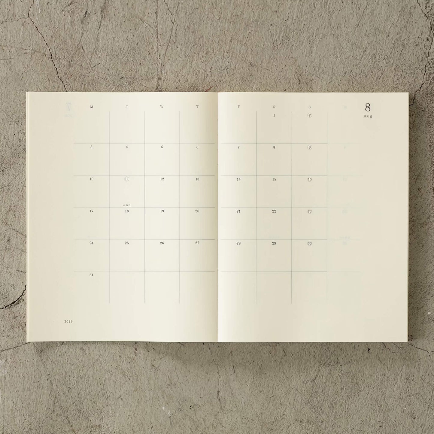 [PRE - ORDER] Midori MD Notebook Diary 2026 Monthly Block & Grid Memo A4 Variant Thin - 2026 Diaries & Planners