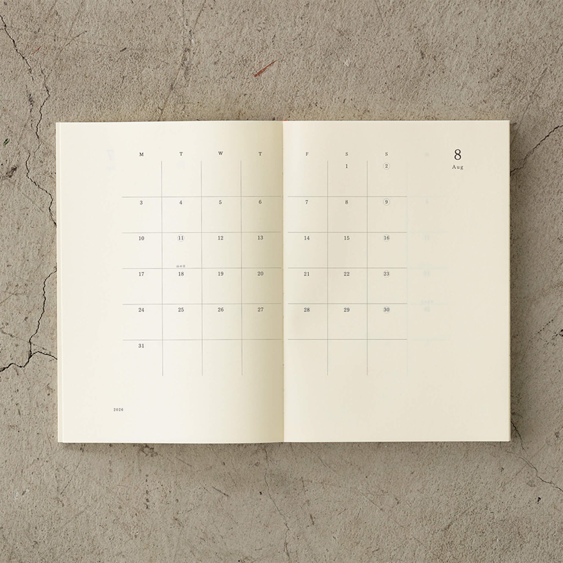[PRE - ORDER] Midori MD Notebook Diary 2026 Monthly Block & Grid Memo A5 Thin - 2026 Diaries & Planners