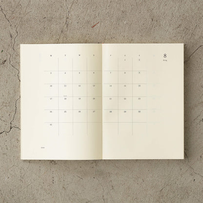[PRE - ORDER] Midori MD Notebook Diary 2026 Monthly Block & Grid Memo A5 Thin - 2026 Diaries & Planners