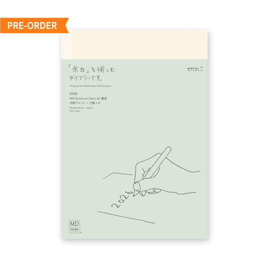 [PRE - ORDER] Midori MD Notebook Diary 2026 Monthly Block & Grid Memo A5 Thin - 2026 Diaries & Planners