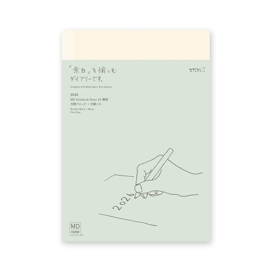 [PRE - ORDER] Midori MD Notebook Diary 2026 Monthly Block & Grid Memo A5 Thin - 2026 Diaries & Planners