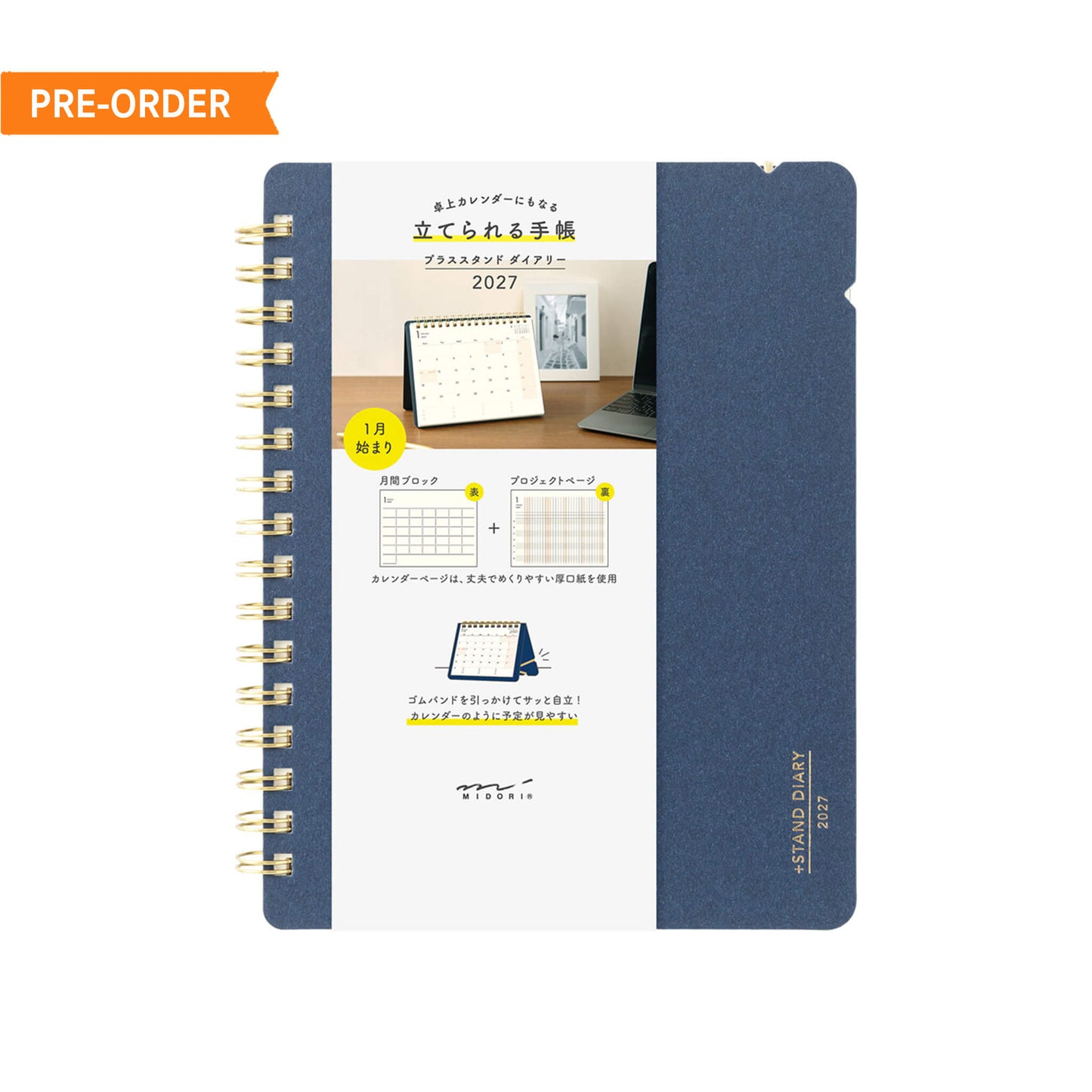 [PRE-ORDER] Midori Plus Stand Diary 2027 - Navy [B6 Variant] - 2027 Planners & Diaries