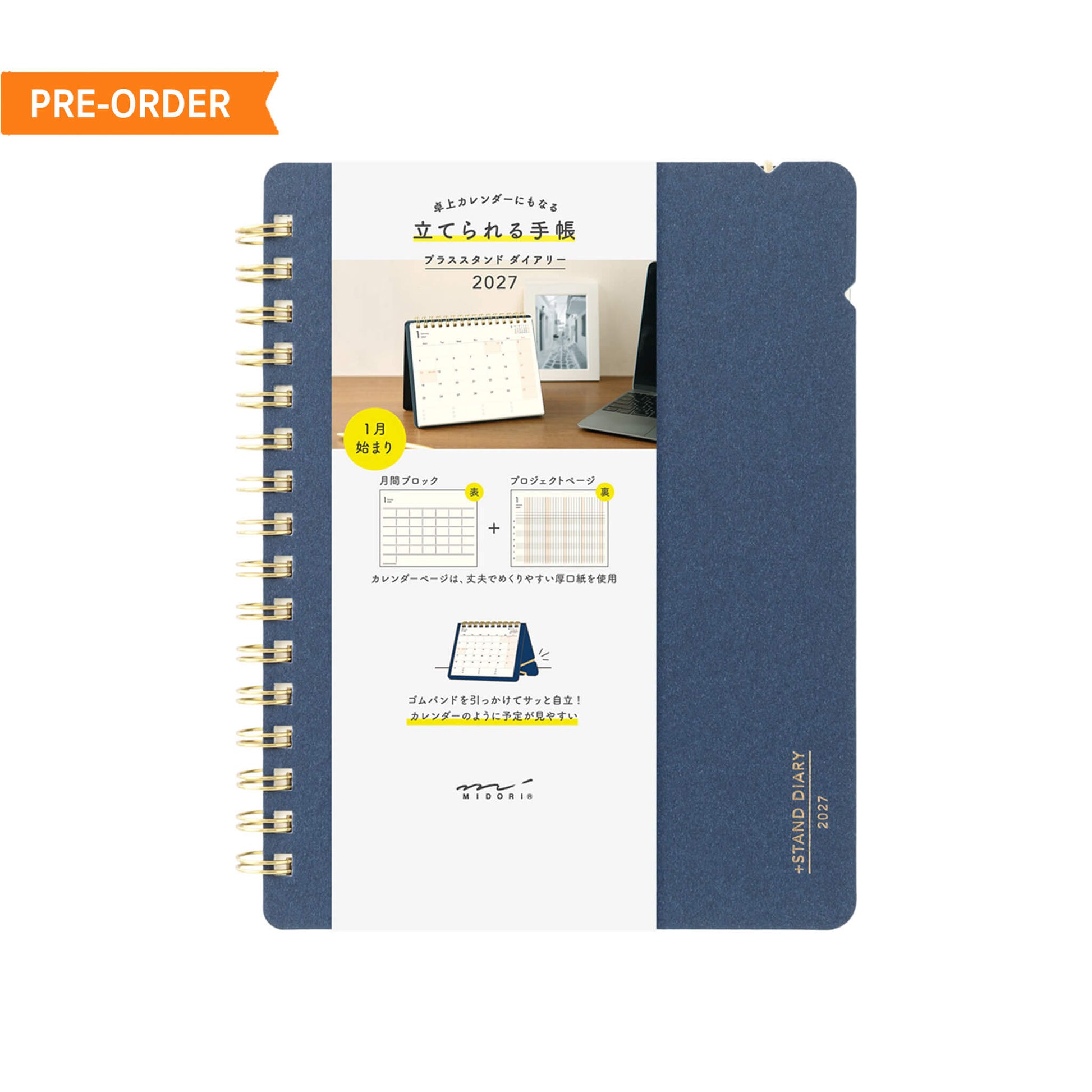 [PRE-ORDER] Midori Plus Stand Diary 2027 - Navy [B6 Variant] - 2027 Planners & Diaries