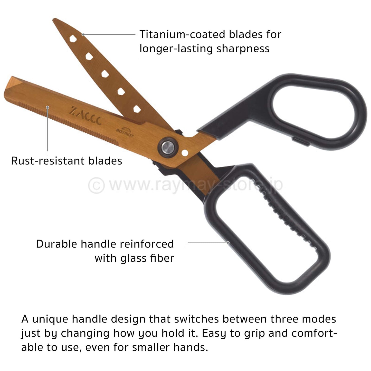 Raymay ZACCC Multi - Function Scissors - Titanium - Coated - Dark Gray - Paper Cutters & Scissors