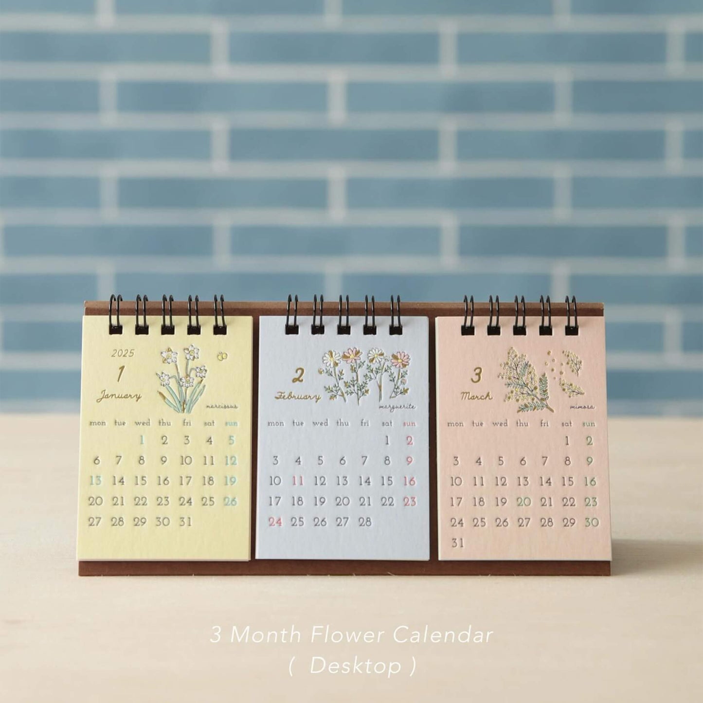 Ryu - Ryu 2025 3 - Month Desk Calendar Flower - Calendars