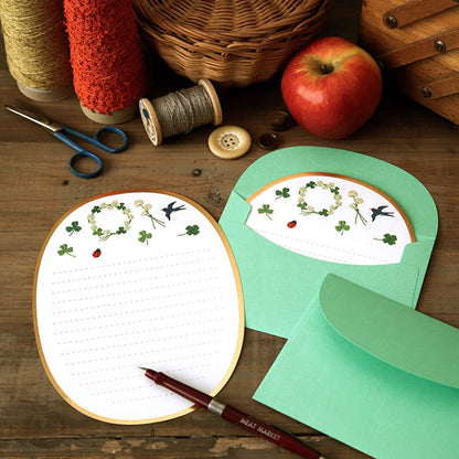 Ryu - Ryu Embroidery Series Letter Set - Clover - Letter Writing Sets