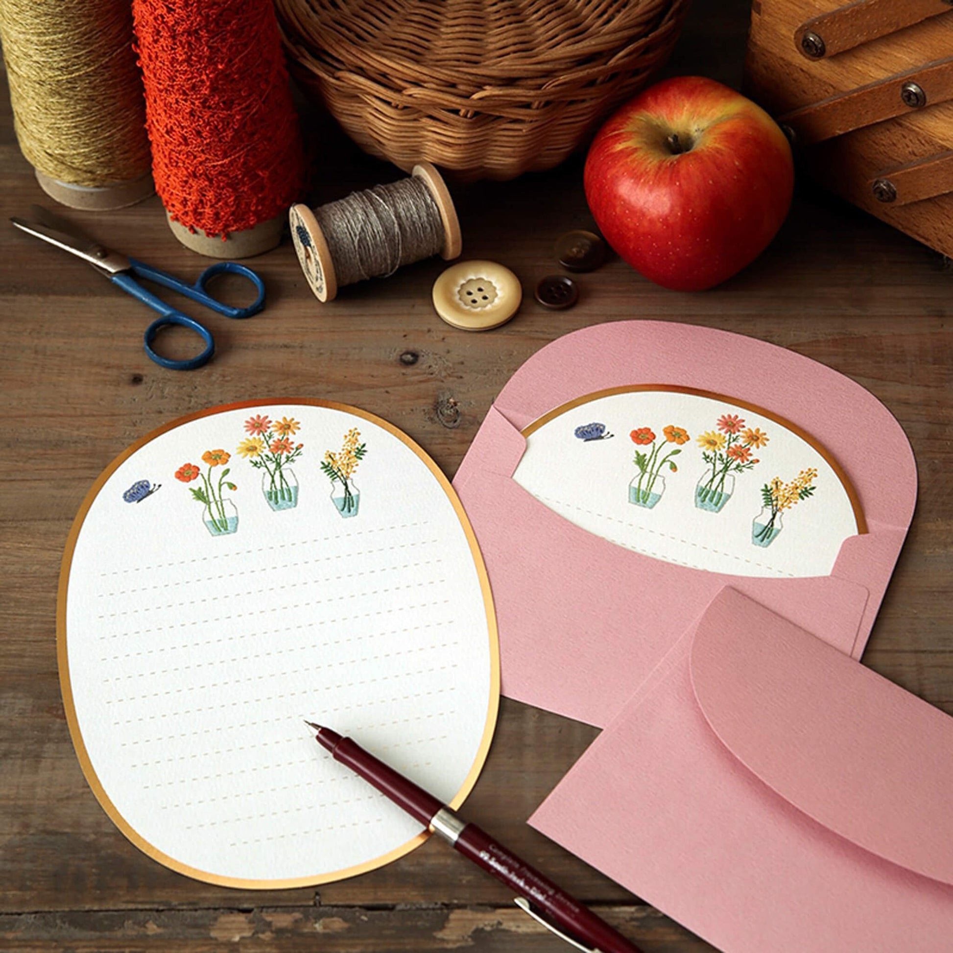 Ryu - Ryu Embroidery Series Letter Set - Flower - Letter Writing Sets