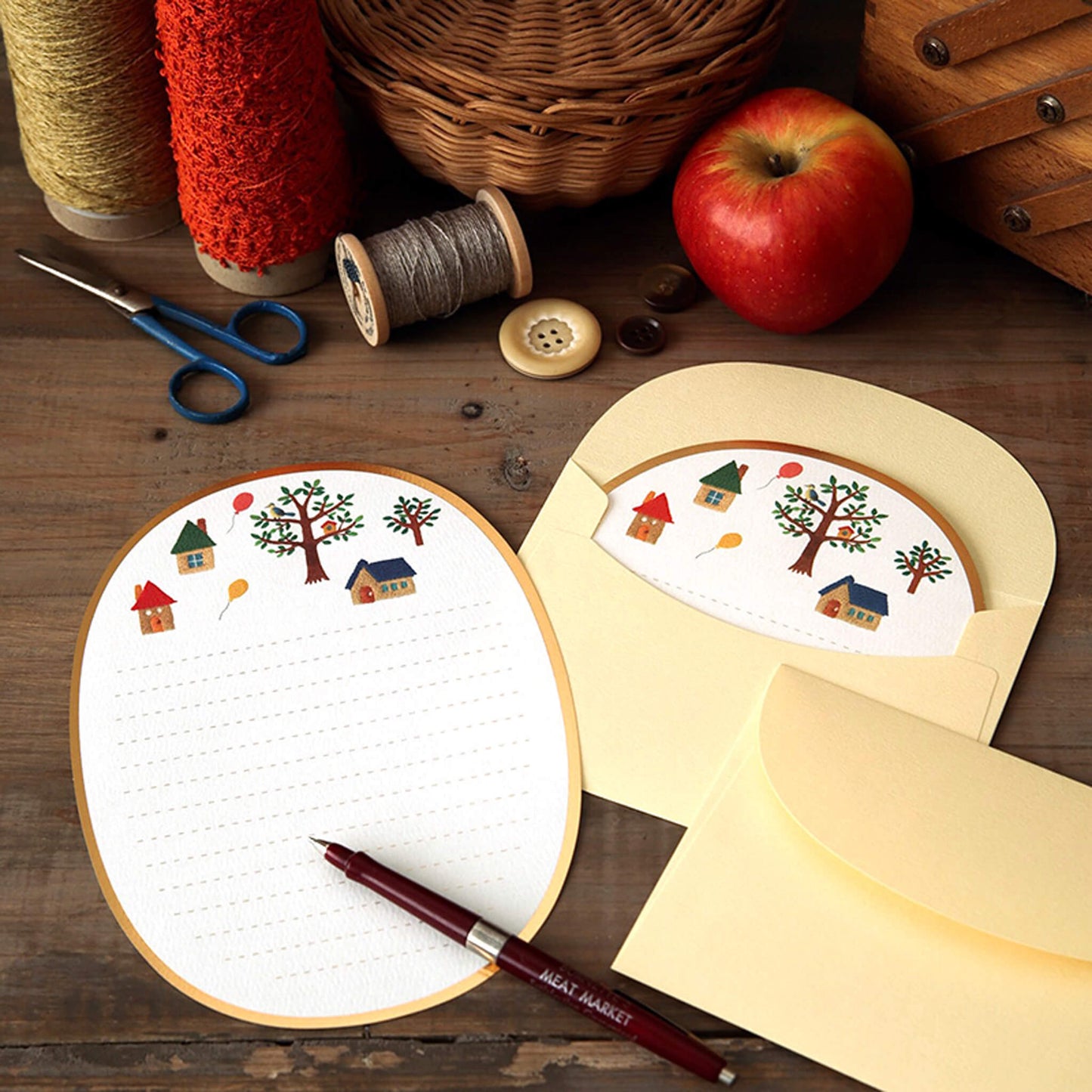 Ryu - Ryu Embroidery Series Letter Set - House - Letter Writing Sets