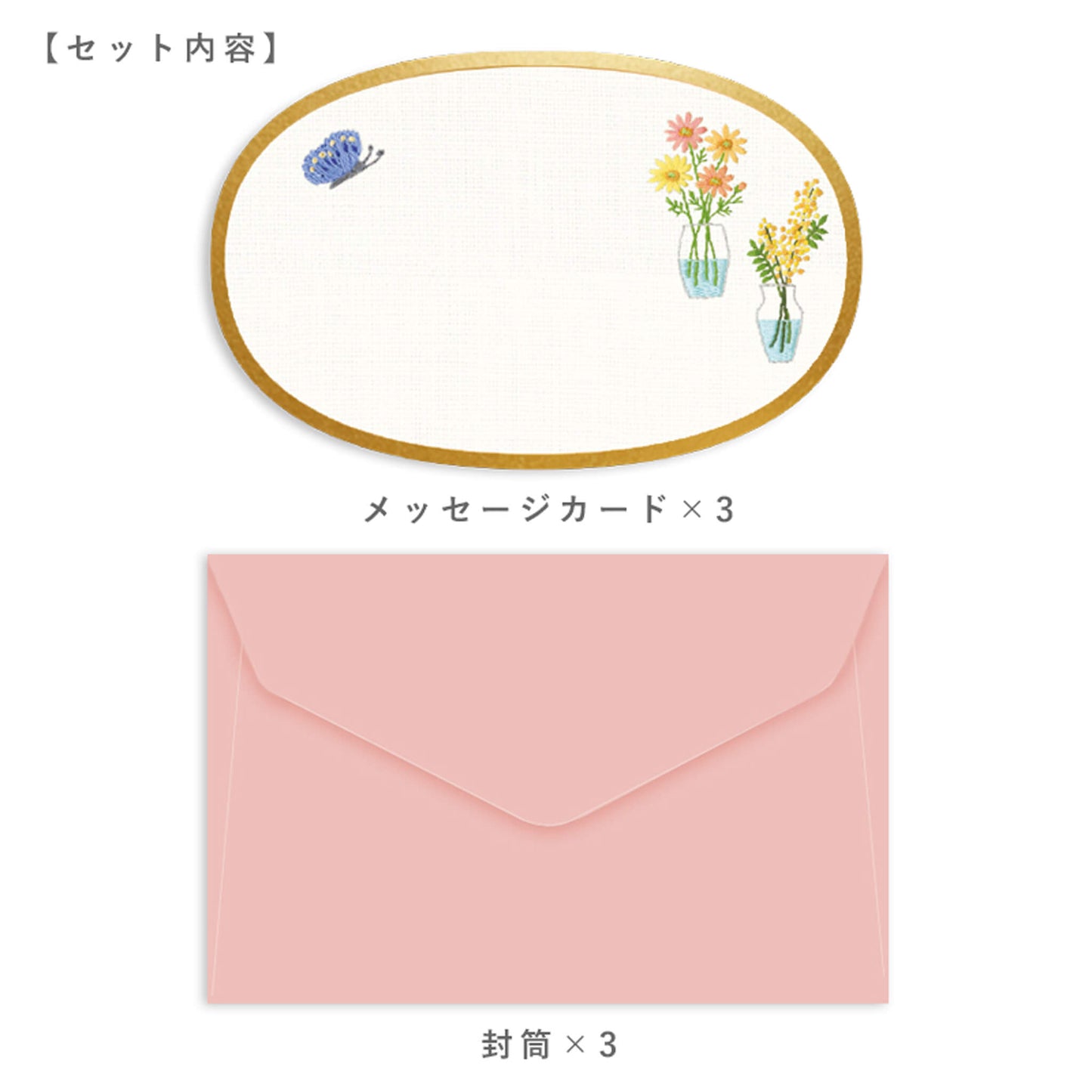 Ryu - Ryu Embroidery Series Mini Message Card Set - Flower - Mini Cards