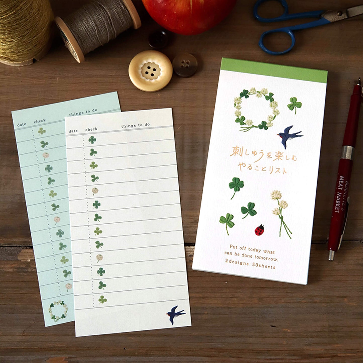 Ryu - Ryu Embroidery Series To - do List Memo Pad - Clover - Memo Pads