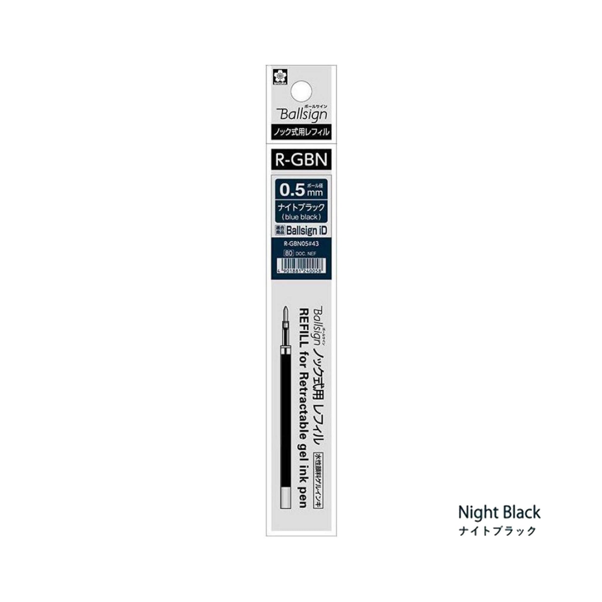 Sakura Ballsign Knock - type Refill R - GBN05 0.5mm - Night Black (Blue Black) - Pen Refills