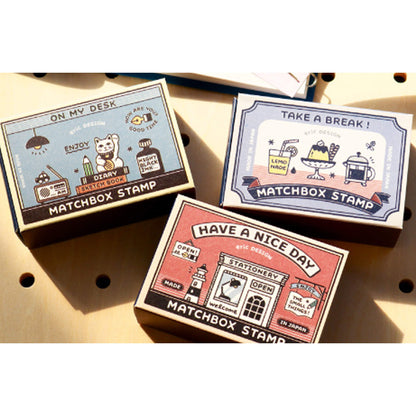 SANBY × Eric Small Things Matchbox Stamp Set - Coffe Shop - Rubber Stamps