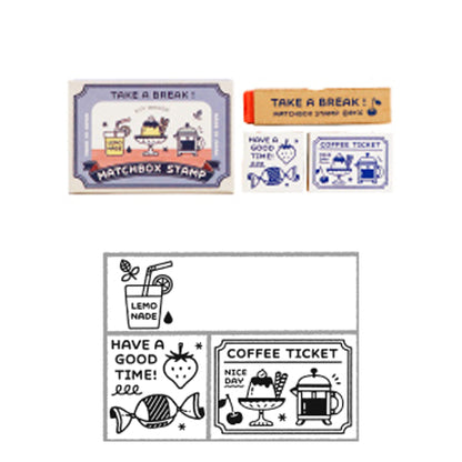 SANBY × Eric Small Things Matchbox Stamp Set - Coffe Shop - Rubber Stamps