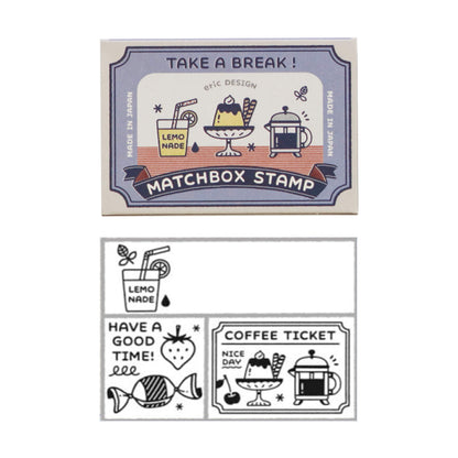 SANBY × Eric Small Things Matchbox Stamp Set - Coffe Shop - Rubber Stamps