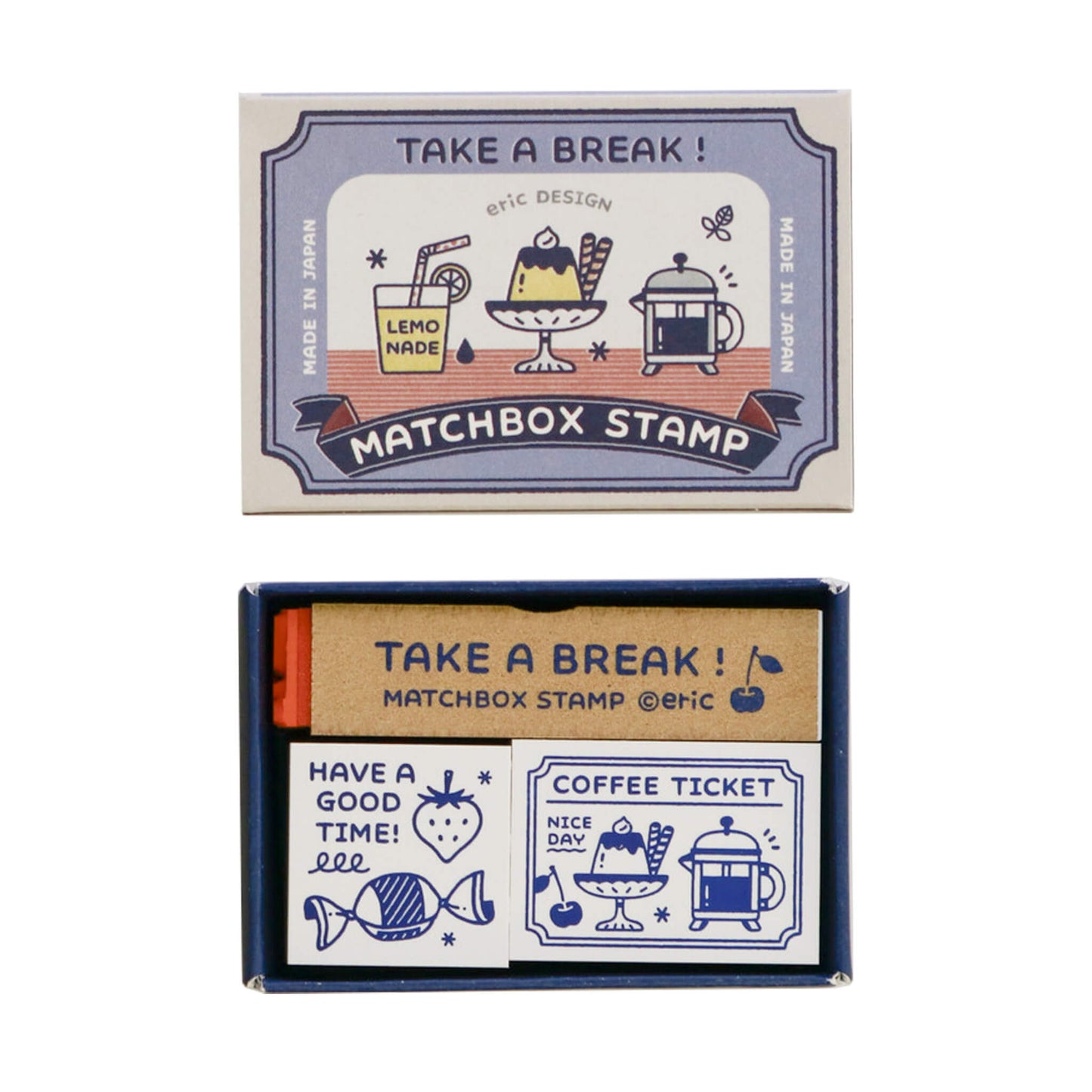 SANBY × Eric Small Things Matchbox Stamp Set - Coffe Shop - Rubber Stamps