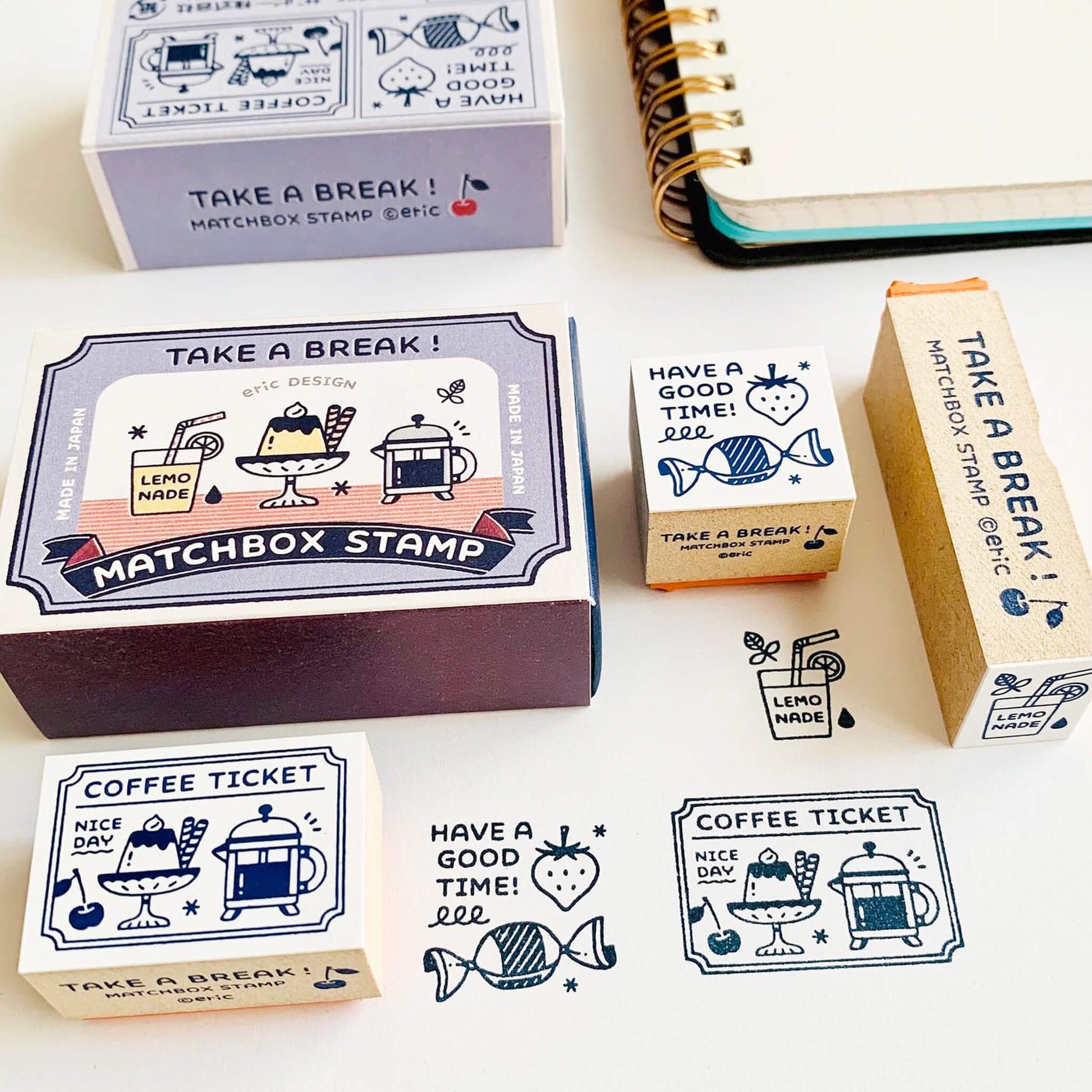 SANBY × Eric Small Things Matchbox Stamp Set - Coffe Shop - Rubber Stamps