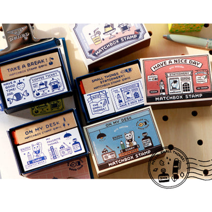 SANBY × Eric Small Things Matchbox Stamp Set - Coffe Shop - Rubber Stamps