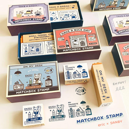 SANBY × Eric Small Things Matchbox Stamp Set - On My Desk - Rubber Stamps