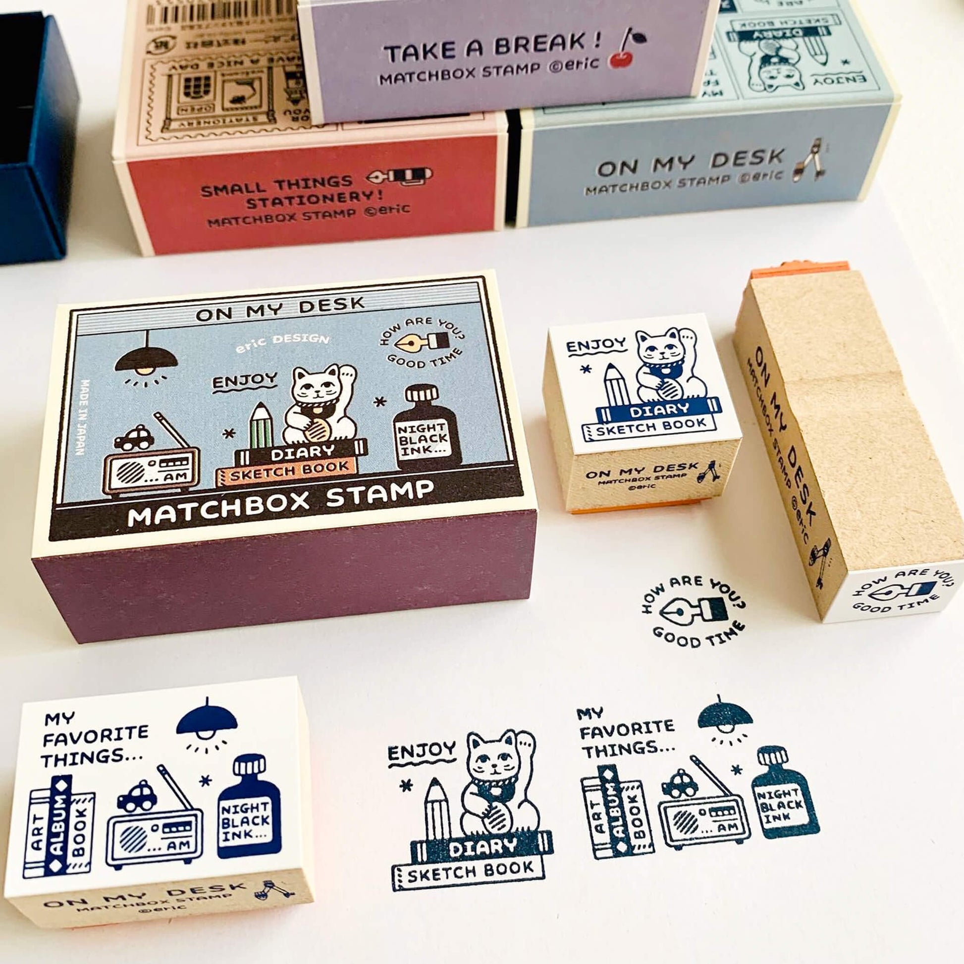 SANBY × Eric Small Things Matchbox Stamp Set - On My Desk - Rubber Stamps