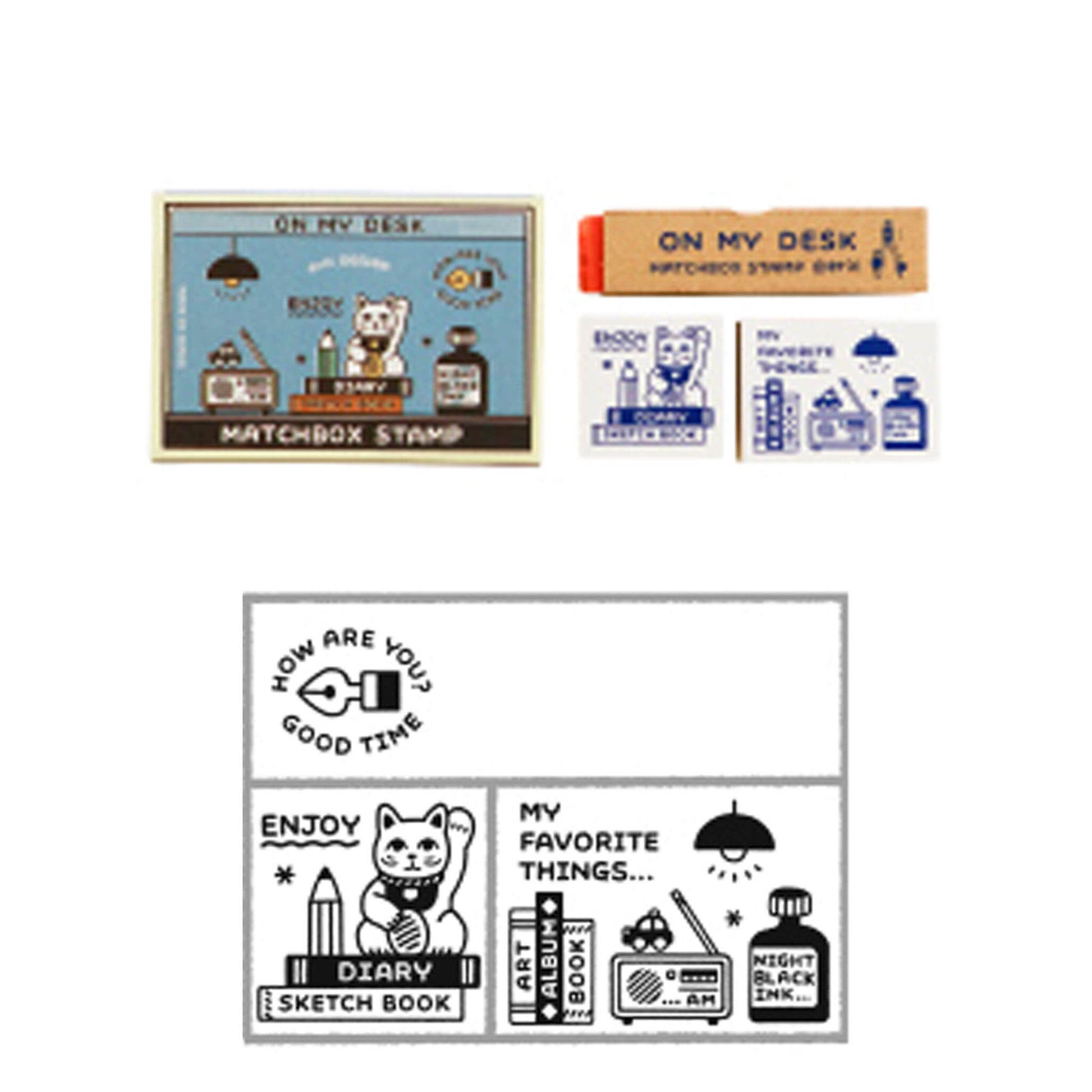 SANBY × Eric Small Things Matchbox Stamp Set - On My Desk - Rubber Stamps