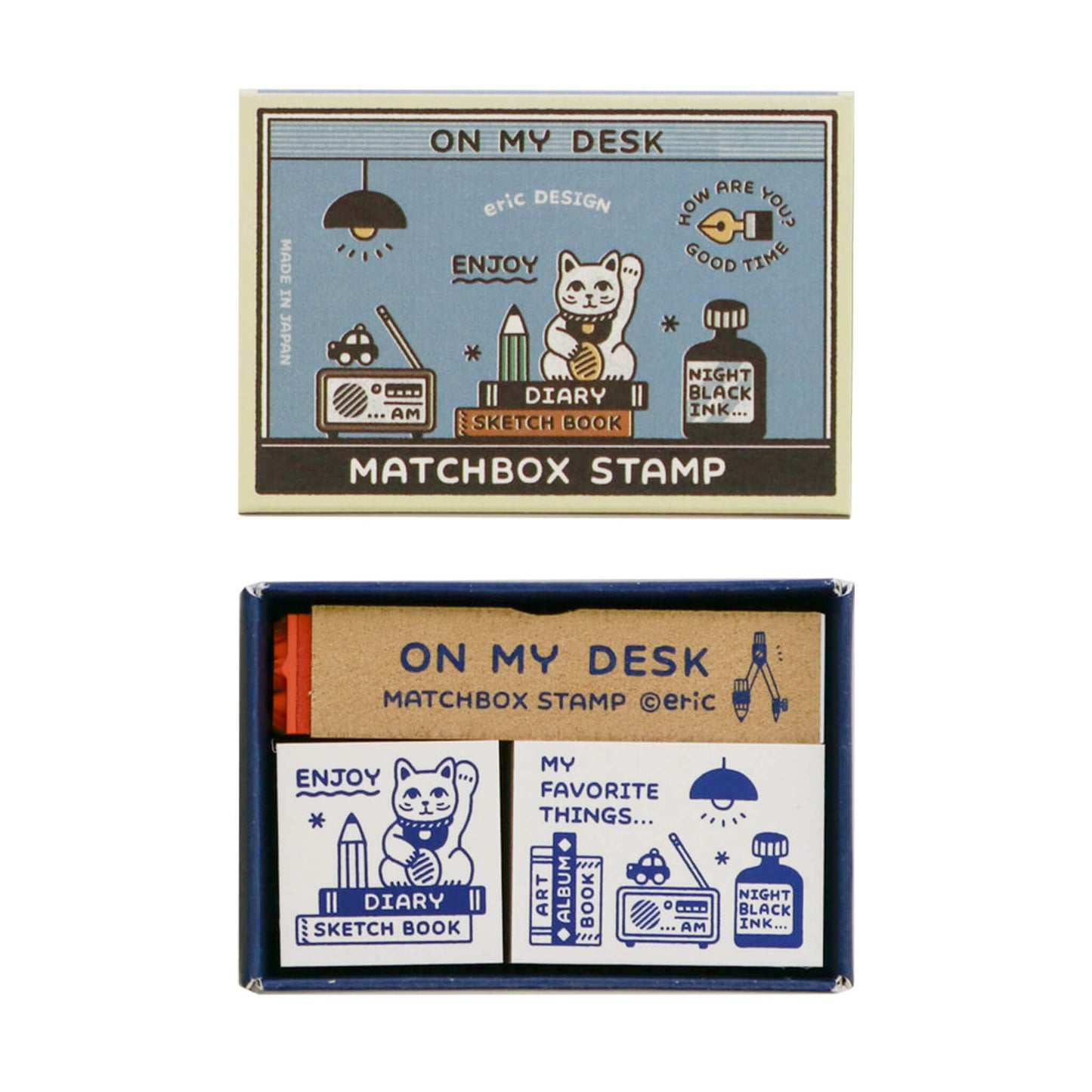 SANBY × Eric Small Things Matchbox Stamp Set - On My Desk - Rubber Stamps