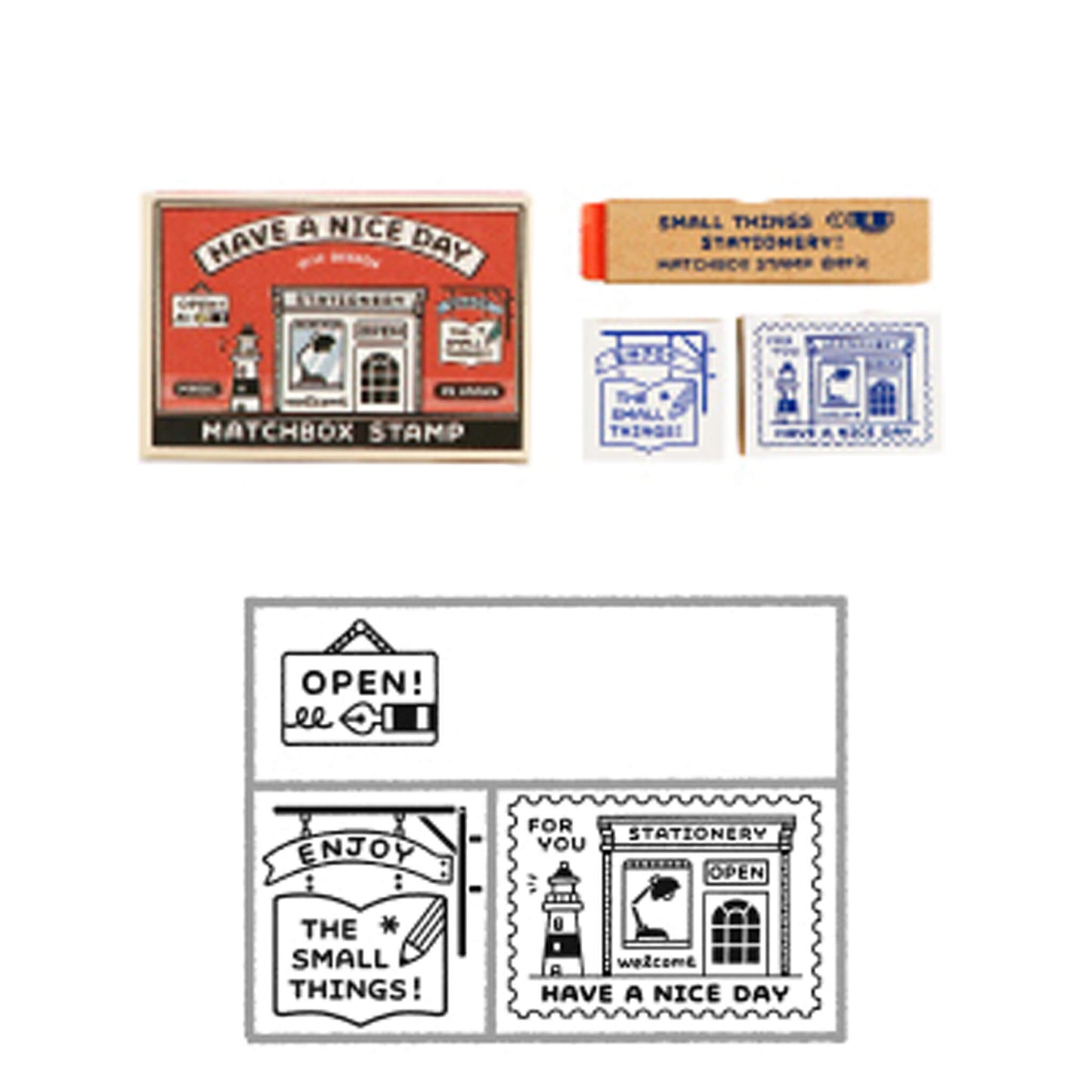 SANBY × Eric Small Things Matchbox Stamp Set - Stationery Store - Rubber Stamps