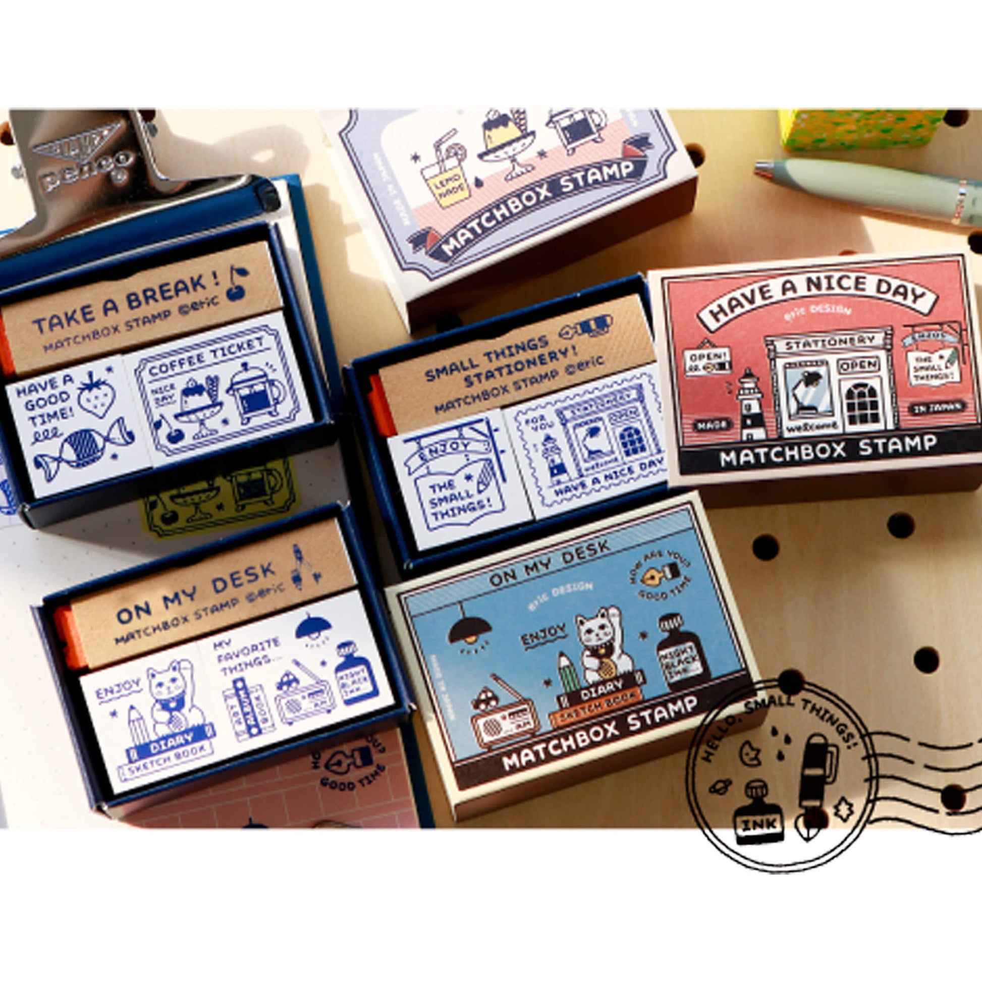 SANBY × Eric Small Things Matchbox Stamp Set - Stationery Store - Rubber Stamps