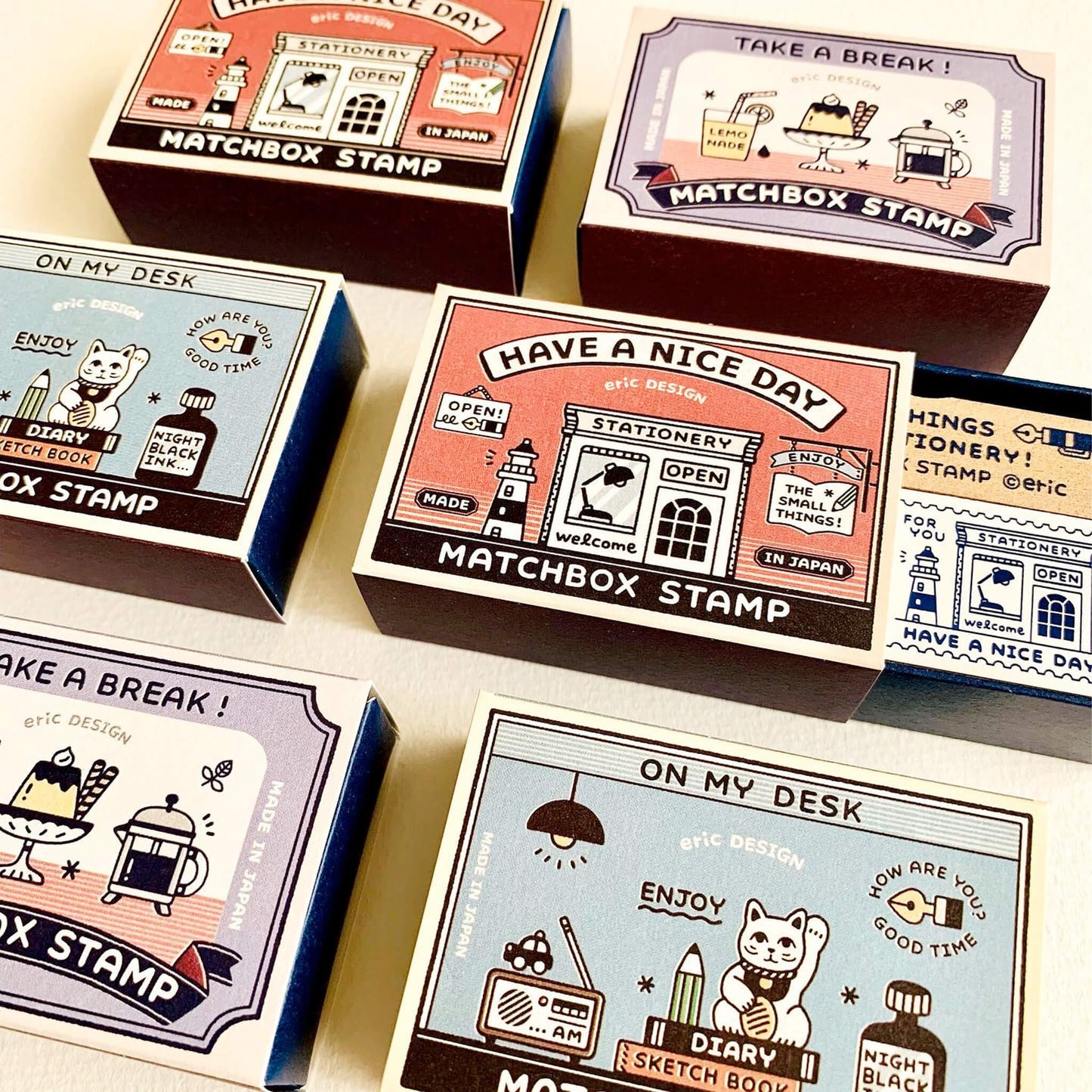 SANBY × Eric Small Things Matchbox Stamp Set - Stationery Store - Rubber Stamps