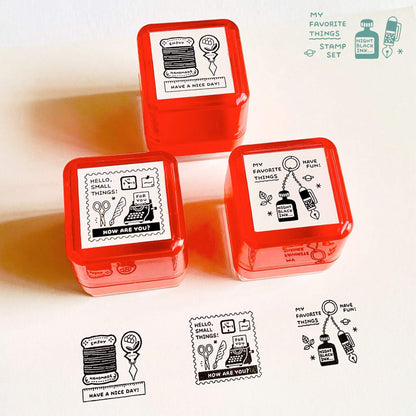 SANBY × Eric Small Things Pre - inked Stamp - Seal Sewing Set - Pre - inked Stamps