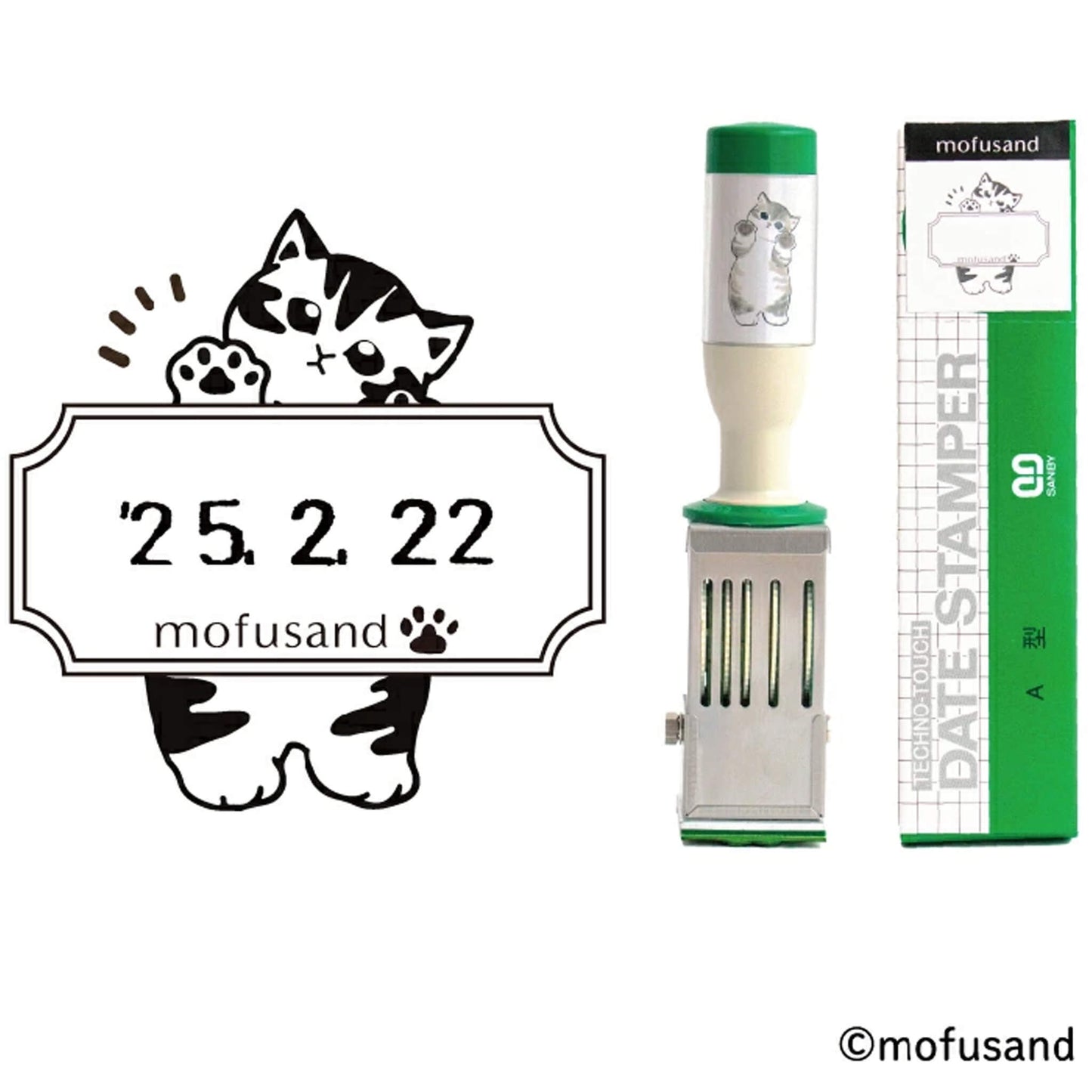 SANBY × Mofusand Rotating Date Stamp Limited M Size Yuru Cat Pattern - Rotary Stamps