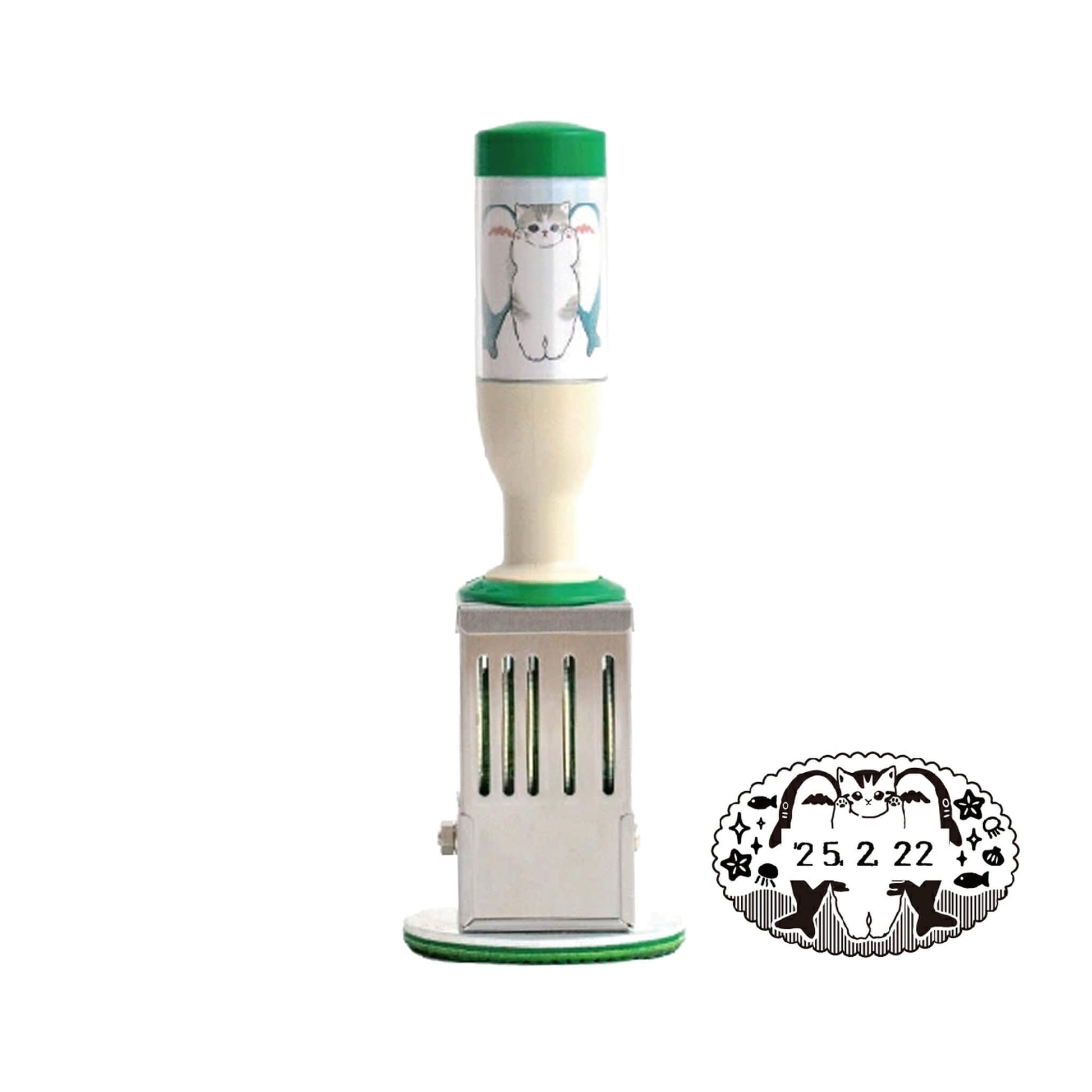 SANBY × Mofusand Rotating Date Stamp Limited Oval Type Shark Cat Pattern - Rotary Stamps