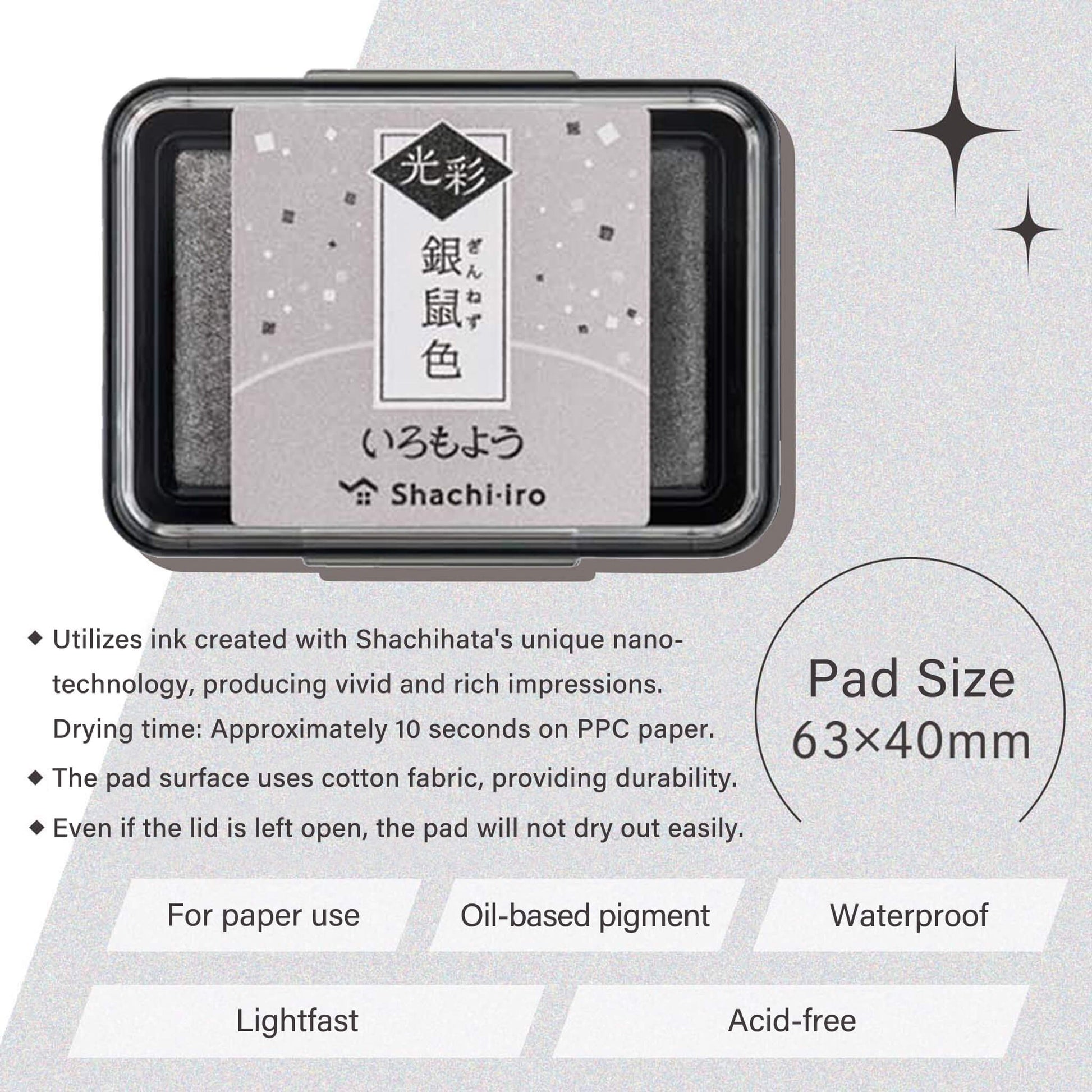 Shachihata Shachi - iro Iromoyo Kosai Ink Pad - Silver - gray - Stamp Ink Pads