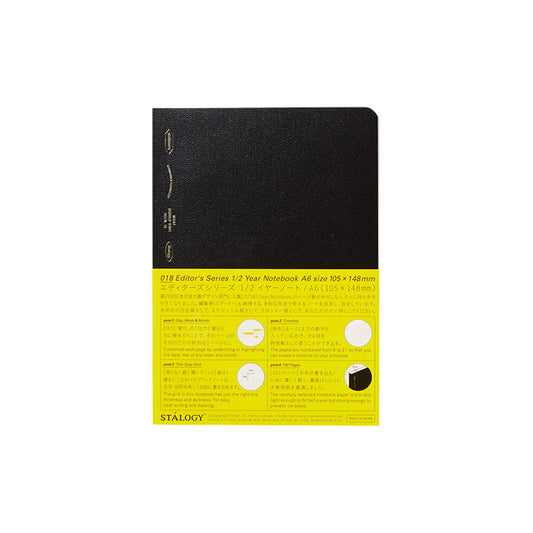 STÁLOGY Editor's Series Half - Year Notebook A6 Black - Notebooks