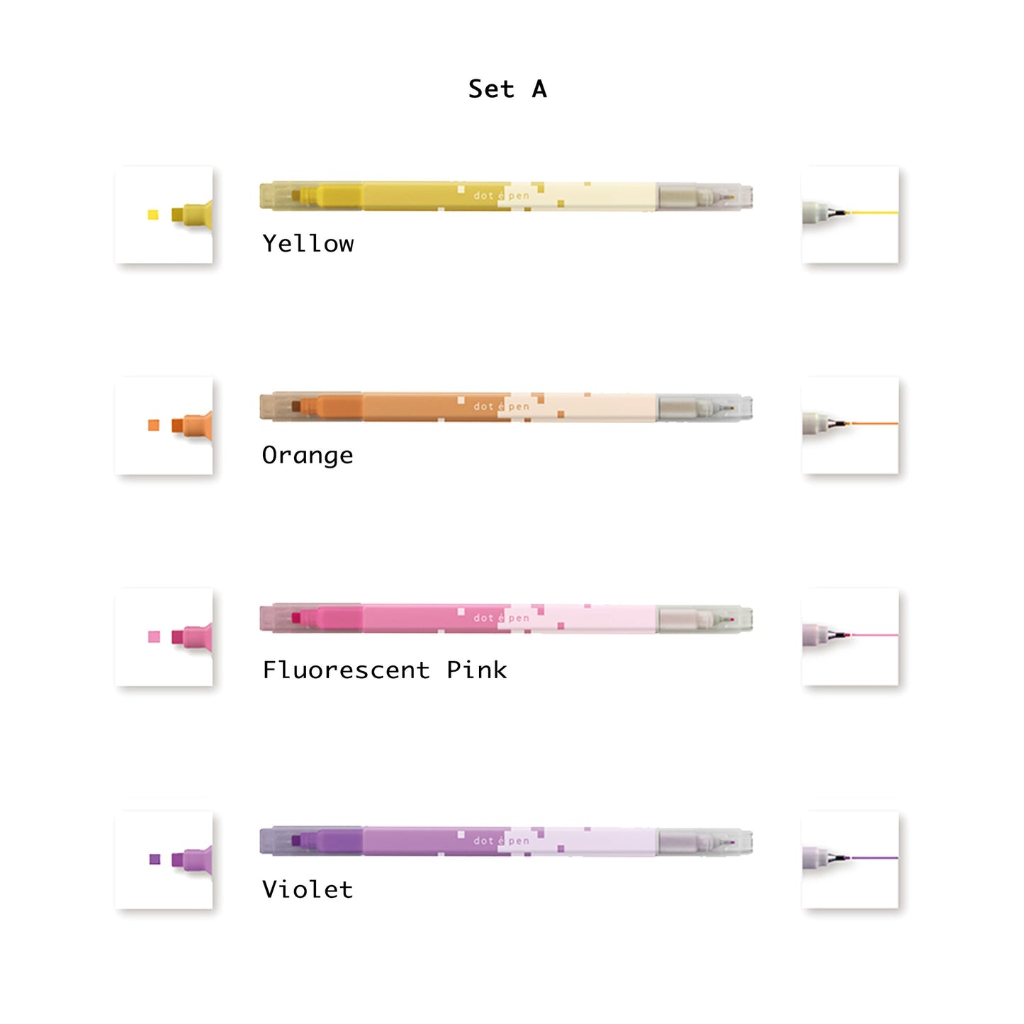 Sun - Star Dot é Pen Square Marker 4 - Color Set A - Stamp Markers