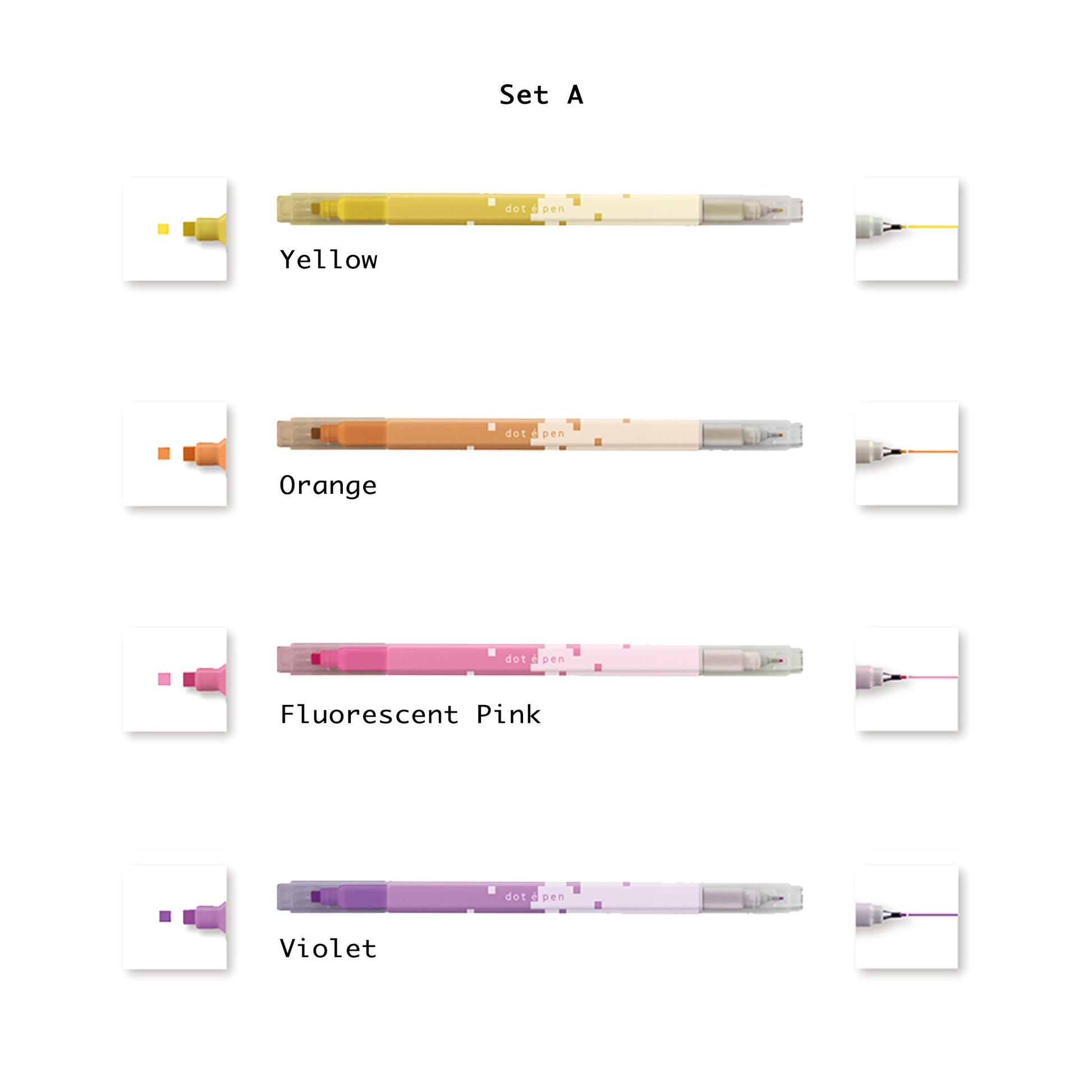 Sun - Star Dot é Pen Square Marker 4 - Color Set A - Stamp Markers