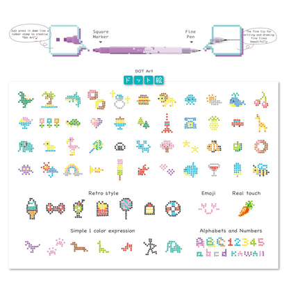 Sun - Star Dot é Pen Square Marker 4 - Color Set B - Stamp Markers