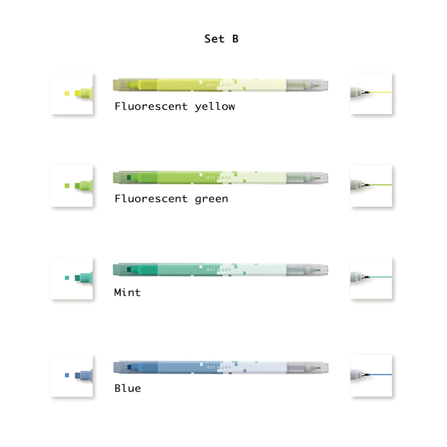 Sun - Star Dot é Pen Square Marker 4 - Color Set B - Stamp Markers