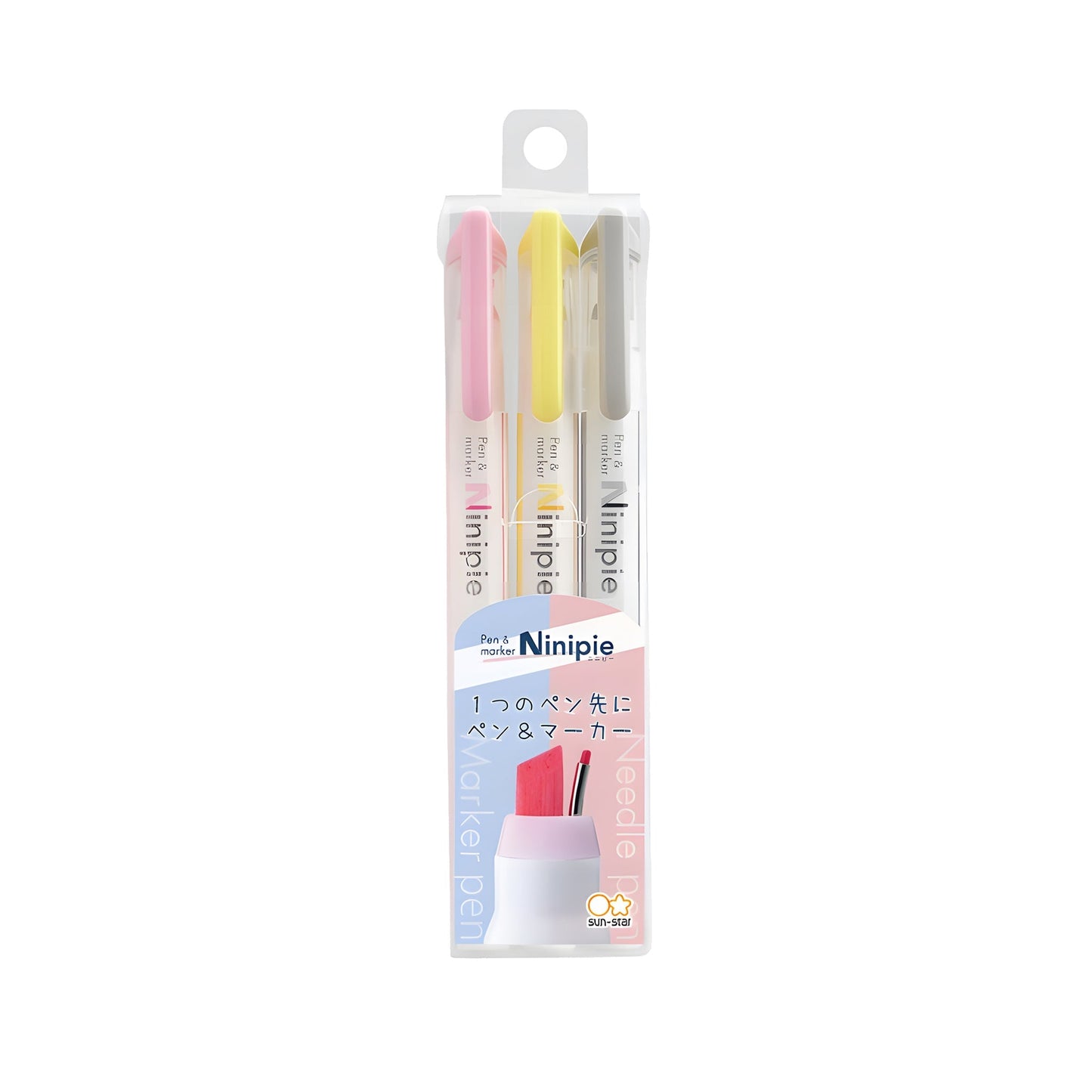 Sun - Star Ninipie Pen & Marker 3 - Color Set - Set A - Highlighters