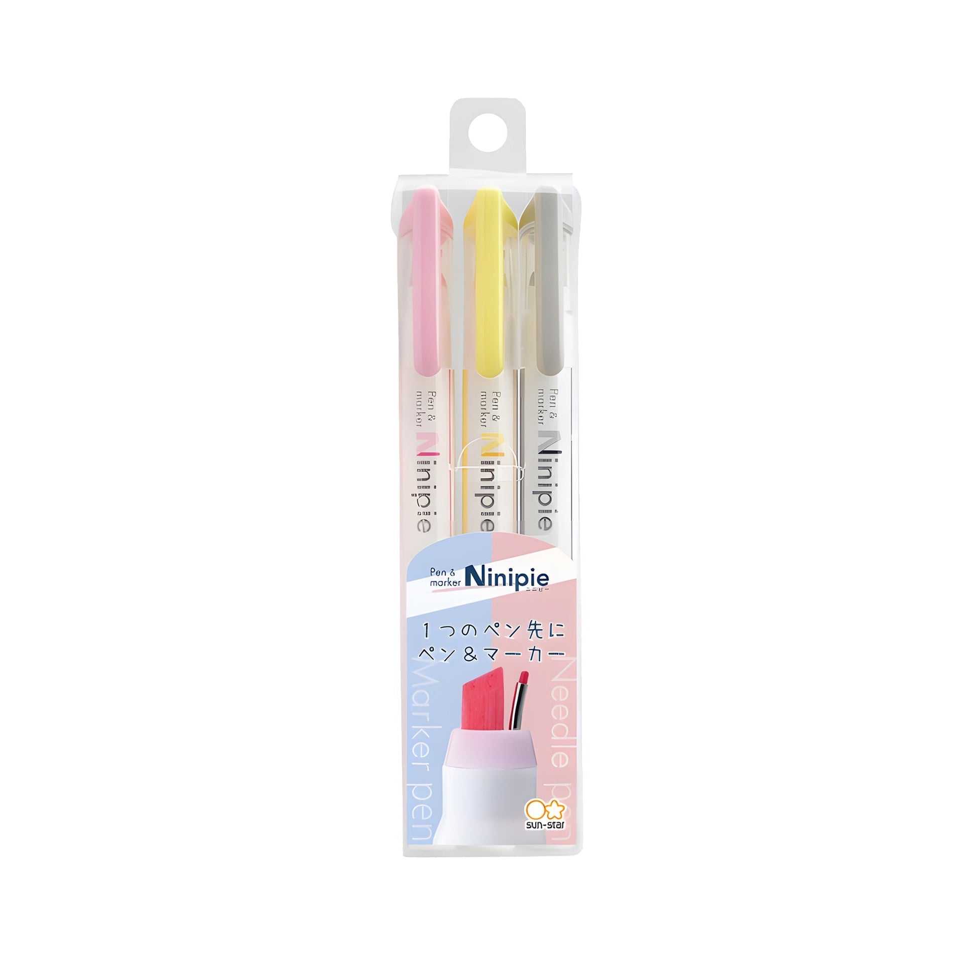 Sun - Star Ninipie Pen & Marker 3 - Color Set - Set A - Highlighters