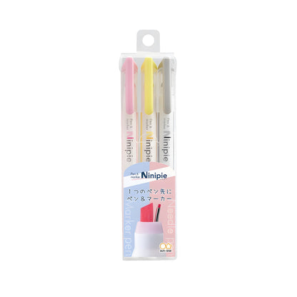 Sun - Star Ninipie Pen & Marker 3 - Color Set - Set A - Highlighters