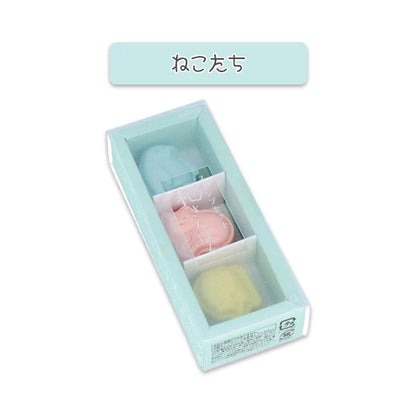 Sun-Star Wasanpon 3-Piece Stamp Set - Cat & Friends - Rubber Stamps