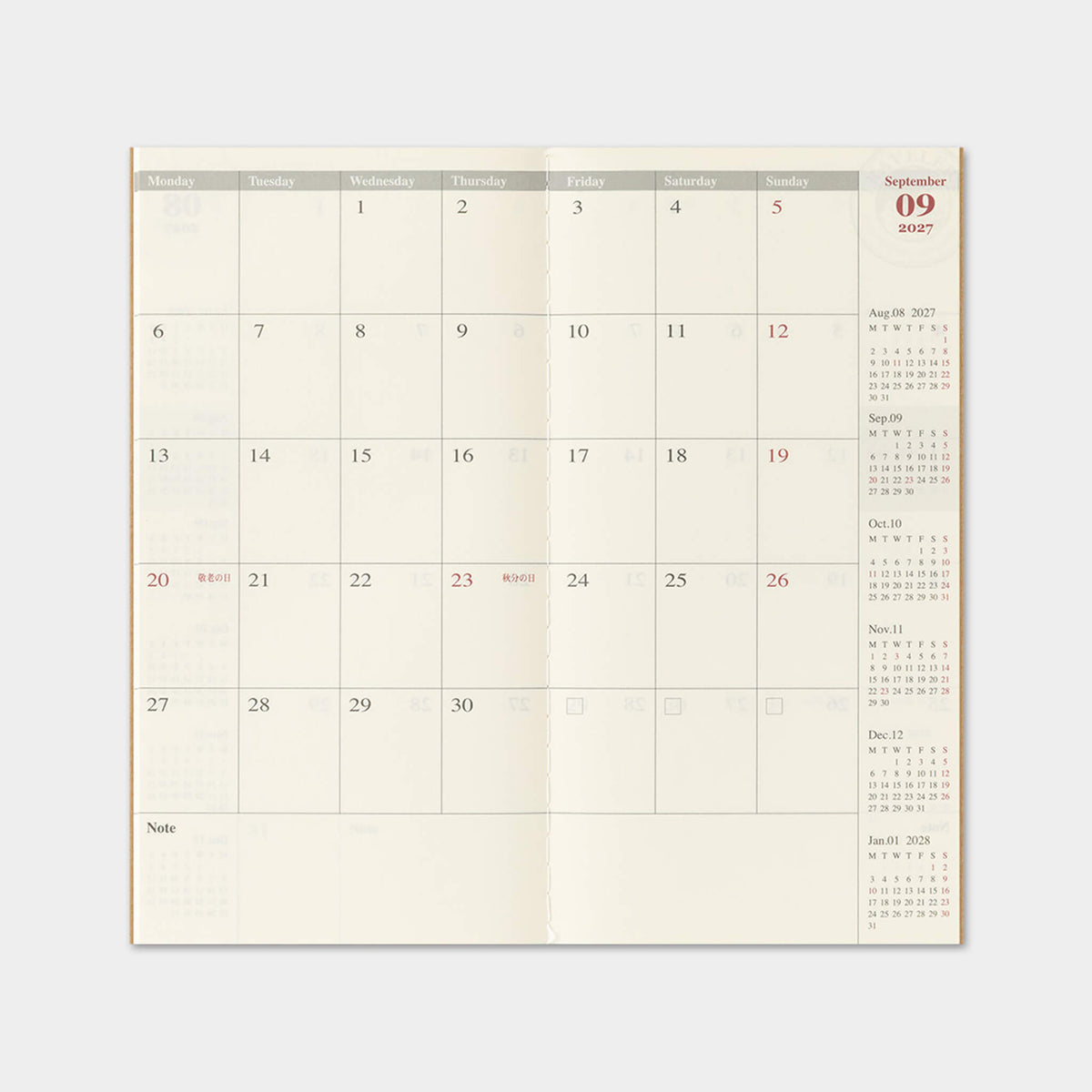 TRAVELER'S notebook 2027 - Monthly Refill - Regular Size - 2027 Planners & Diaries