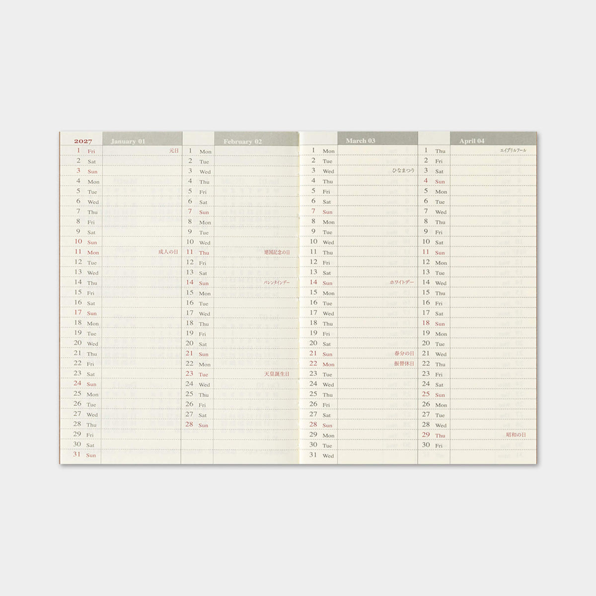 TRAVELER'S notebook 2027 - Weekly Refill - Passport Size - 2027 Planners & Diaries
