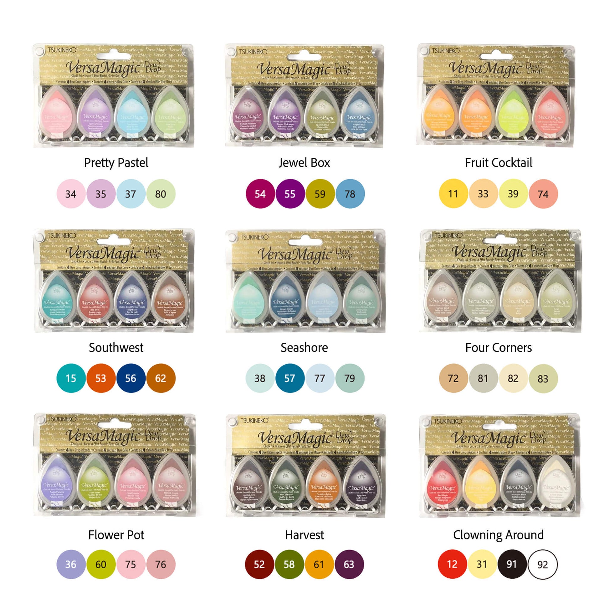 Tsukineko VersaMagic Dewdrop Stamp Ink Pad 4 - Color Set - Pretty Pastel - Stamp Ink Pads